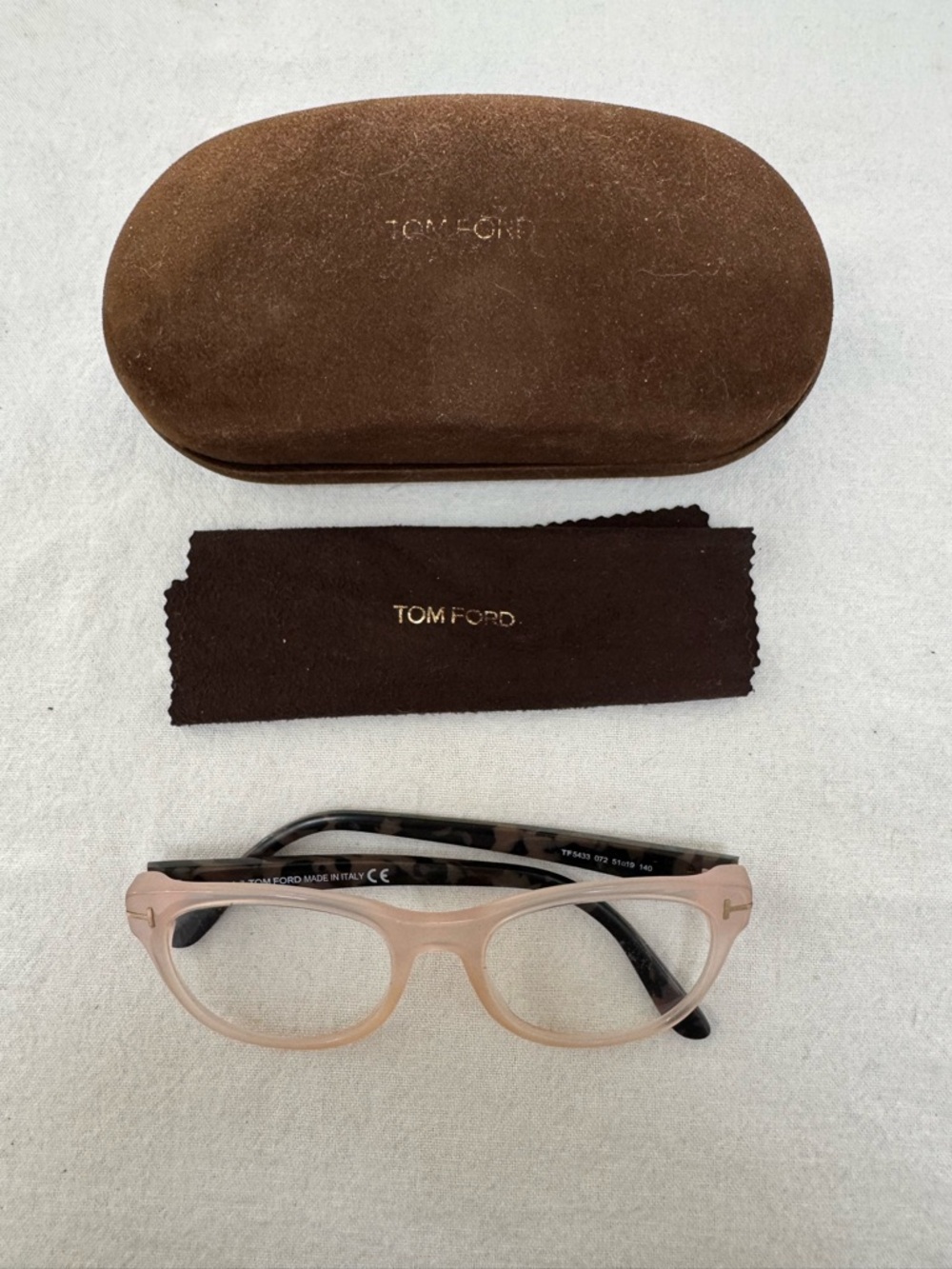 Tom Ford Pale Pink Acetate Women's Glasses with Brown Case
